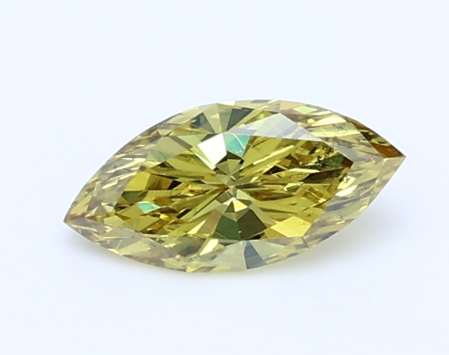 0.340ct Fancy Deep Greenish Yellow SI2 Marquise Cut Natural Certified Diamond
