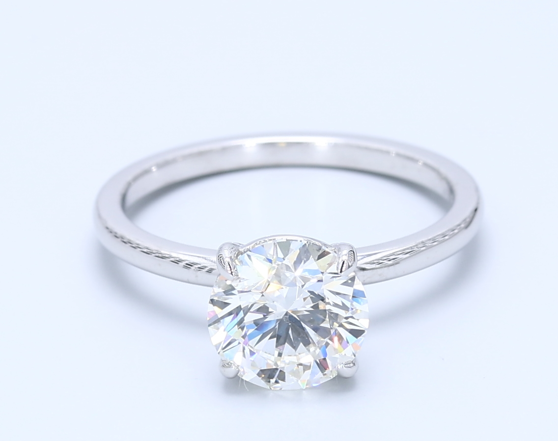 2.01ct Round 18kt White Gold Natural Diamond Engagement Ring