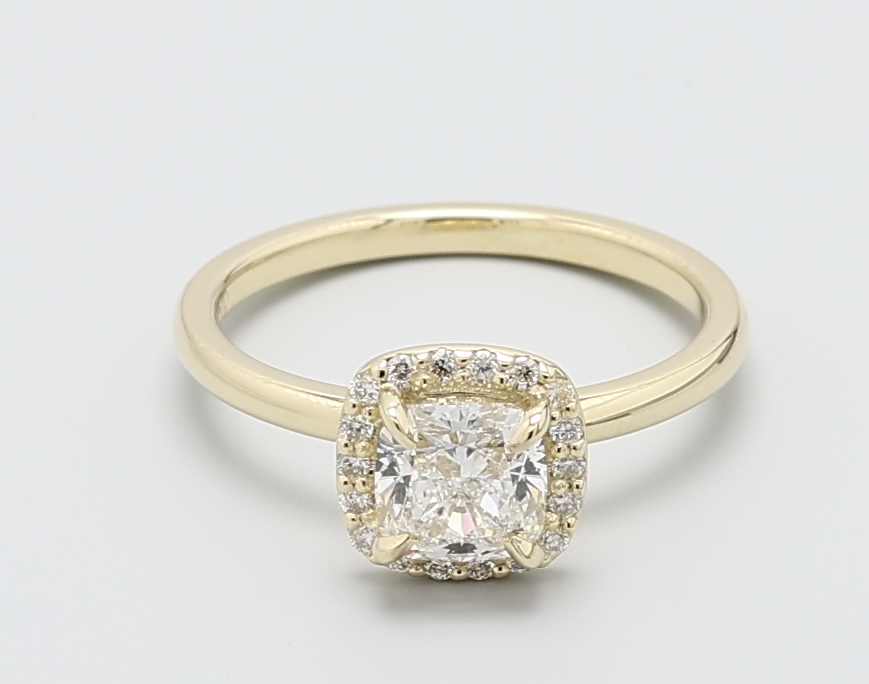 1.02ct Cushion 14kt Yellow Gold Natural Diamond Engagement Ring