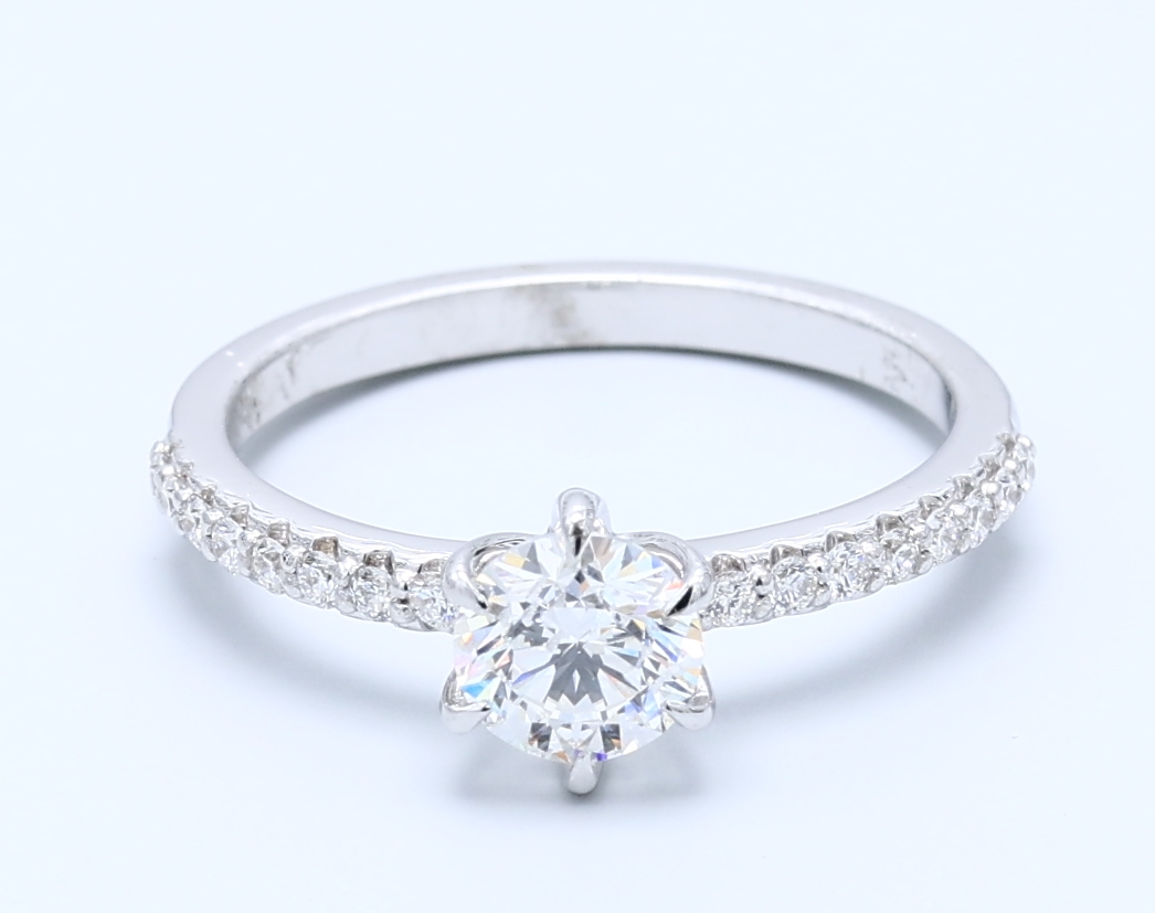 0.708ct Round 18kt White Gold Natural Diamond Engagement Ring