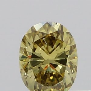 0.240ct Fancy Deep Brownish Greenish Yellow SI2 Oval Cut Natural Certified Diamond