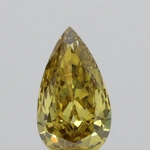 0.420ct Fancy Deep Brownish Greenish Yellow SI2 Pear Cut Natural Certified Diamond