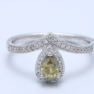 0.32ct Yellow Pear Diamond Halo Pave Ring