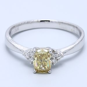 0.62ct Yellow Cushion Diamond Solitaire Ring