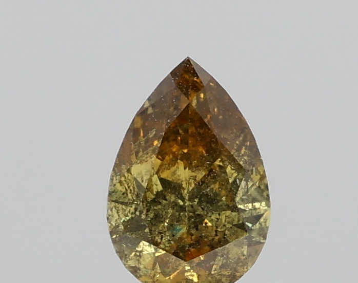 0.470ct Fancy Deep Brownish Greenish Yellow I3 Pear Cut Natural Certified Diamond
