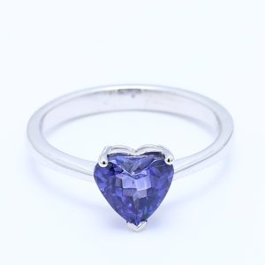 1.266ct Heart Tanzanite Solitaire Ring