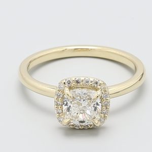 1.02ct Cushion 14kt Yellow Gold Natural Diamond Engagement Ring