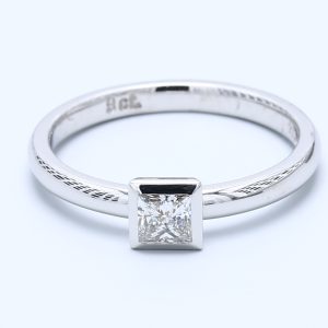 0.255ct Princess Diamond Bezel Solitaire Ring