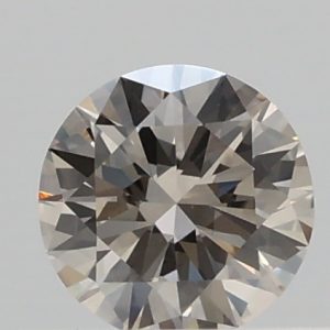 0.41ct N, Very Light Brown VVS2 Round Cut Natural Certified Diamond