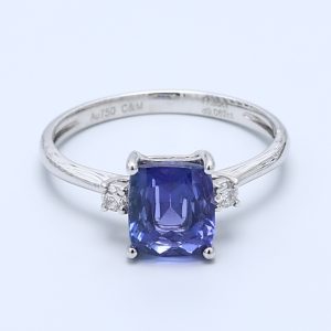 1.850ct Cushion Tanzanite Trilogy Solitaire