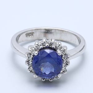 2.213ct Round Tanzanite Halo Solitaire