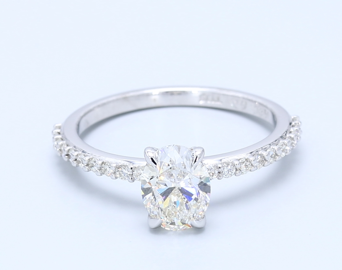1.00ct Oval White Gold Natural Diamond Engagement Ring