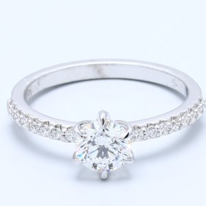 0.708ct Round  White Gold Natural Diamond Engagement Ring