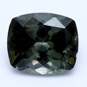 3.833ct Cushion Dark Slightly Yellowish Green Natural Certified Gemstone