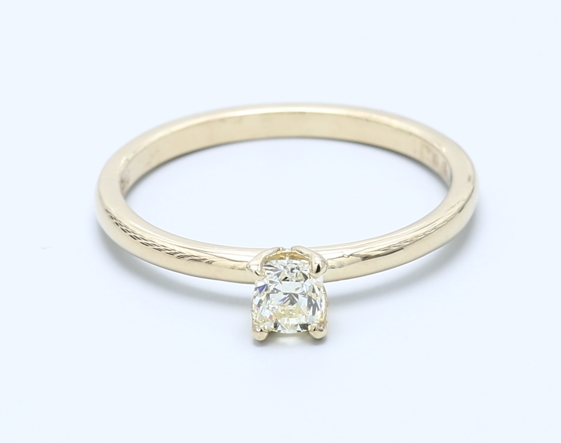 0.31ct Cushion Yellow Gold Natural Diamond Engagement Ring