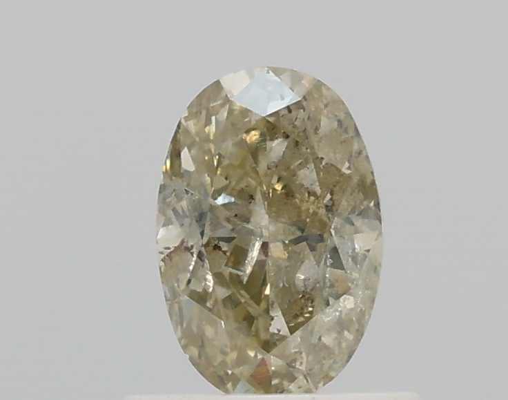0.67ct Fancy Greenish Yellow I2 Oval Cut Natural Certified Diamond