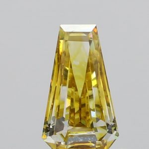 0.590ct Fancy Vivid Yellow SI2 Trapezoid Cut Natural Certified Diamond