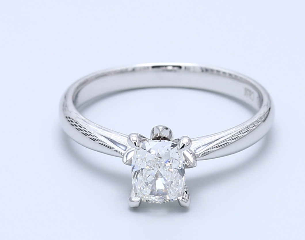 0.92ct Modified Rectangular Brilliant White Gold Natural Diamond Engagement Ring