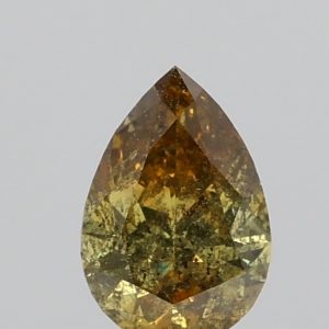 0.470ct Fancy Deep Brownish Greenish Yellow I3 Pear Cut Natural Certified Diamond