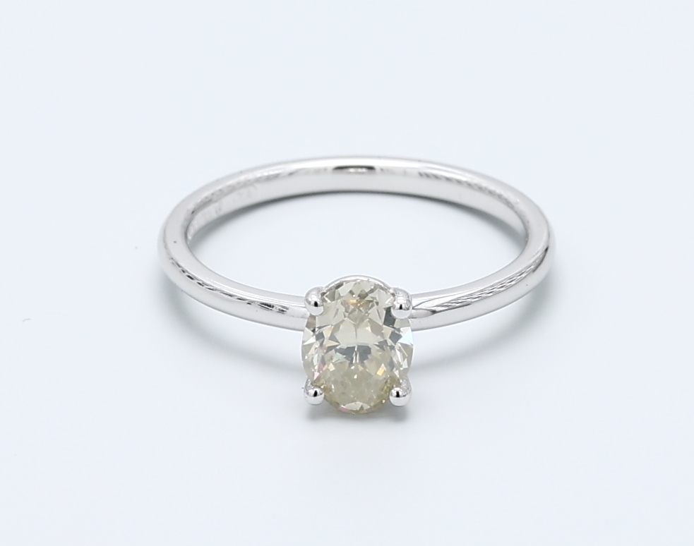 0.79ct Oval White Gold Natural Diamond Engagement Ring