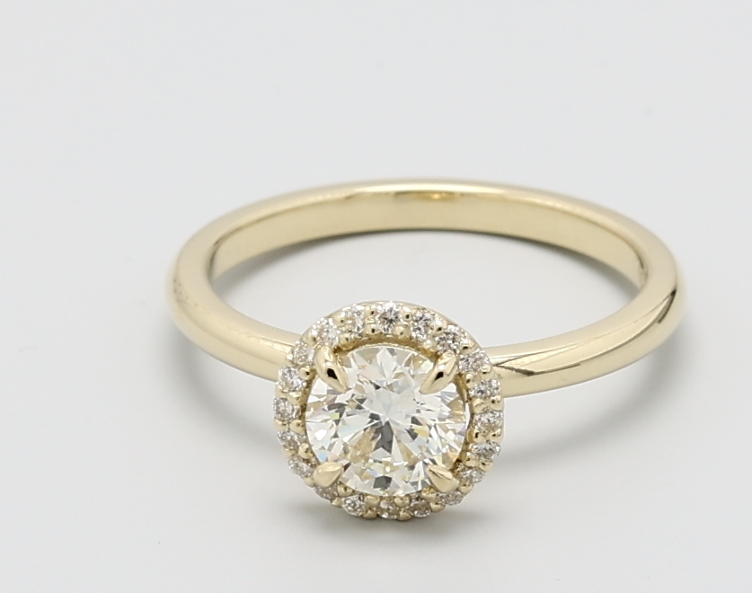 0.75ct Round Yellow Gold Natural Diamond Engagement Ring