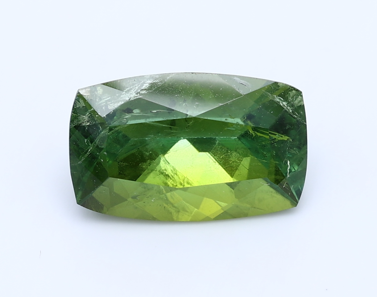 3.301ct Rectangular Cushion Vivid Yellowish Green Natural Certified Gemstone