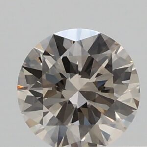 0.41ct N, Very Light Brown VVS2 Round Cut Natural Certified Diamond