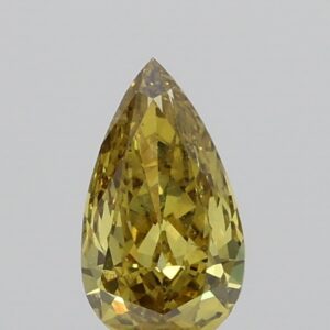 0.420ct Fancy Deep Brownish Greenish Yellow SI2 Pear Cut Natural Certified Diamond