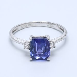 1.850ct Cushion White Gold Natural Tanzanite Rings