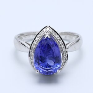 2.93ct Pear White Gold Natural Tanzanite Rings
