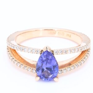 1.108ct Pear Rose Gold Natural Gemstone Rings