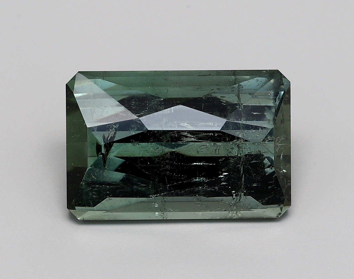 10.123ct Rectangular Mixed Cut Medium Dark Greenish Blue Natural Certified Tourmaline