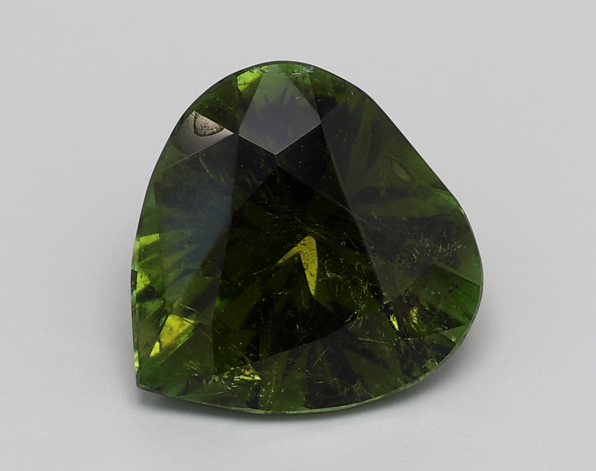 5.378ct Pear Dark Yellowish Green Natural Certified Tourmaline