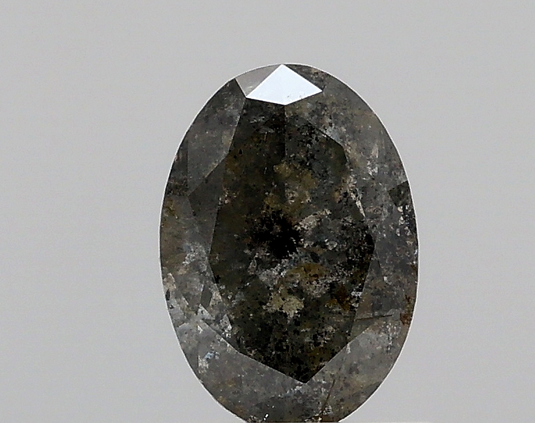 0.87ct Salt and Pepper I3 Oval Cut Natural Certified Diamond